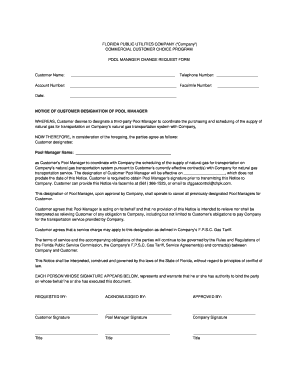 Florida Pool Manager Change Request Form