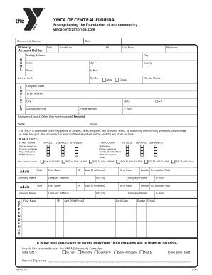 YMCA of Central Florida Membership Application