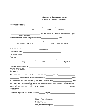 Change of Contractor Letter