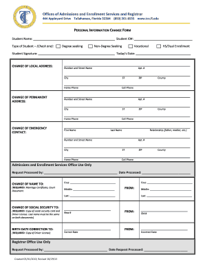 Personal Information Change Form