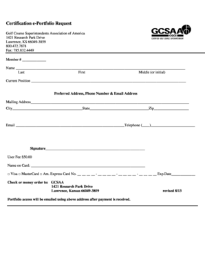 Certification e-Portfolio Request Form