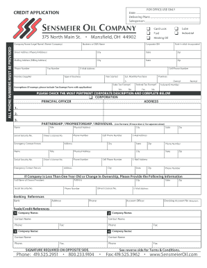 Credit application template - oil company online form