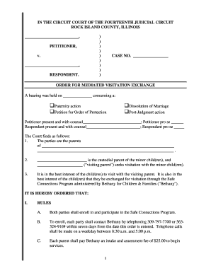 Order for Mediated Visitation Exchange