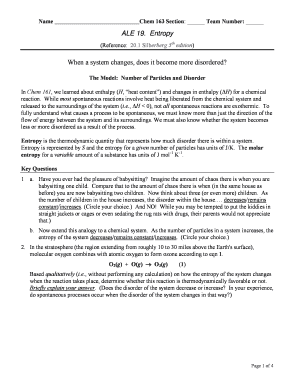 Chem 163 Entropy Worksheet