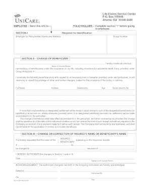 Life Insurance Beneficiary Change Form