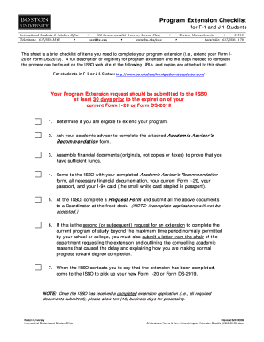 Program Extension Checklist for F-1 and J-1 Students