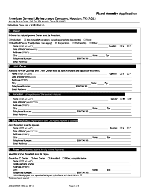 Fixed Annuity Application Form