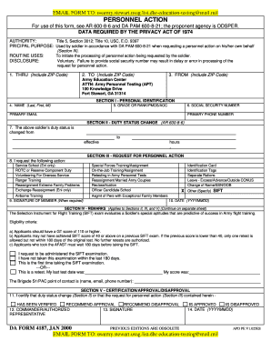 DA Form 4187 Personnel Action