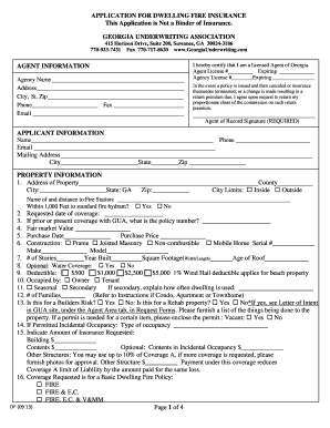 Georgia Dwelling Fire Insurance Application