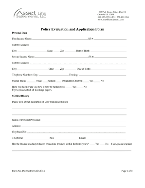 Policy Evaluation and Application Form