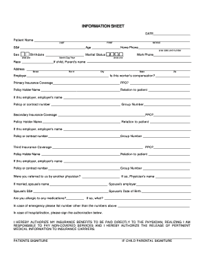 Patient Information and Insurance Form