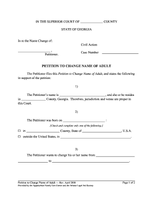 Georgia Adult Name Change Petition