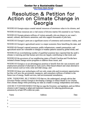 Resolution and Petition for Action on Climate Change in Georgia