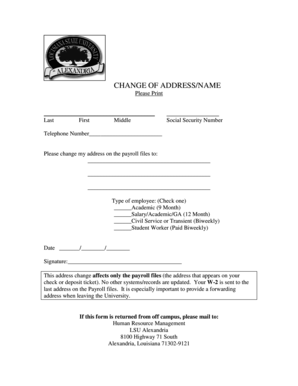 Change of Address/Name Form