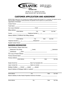 Customer Application and Agreement