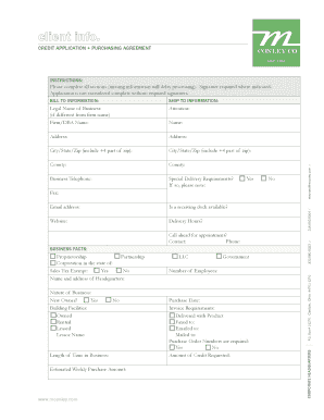Credit Application and Purchasing Agreement