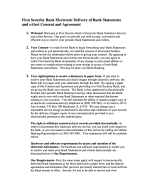 First Security Bank Electronic Delivery Consent