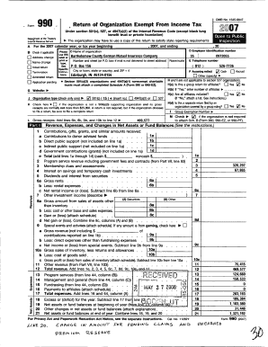 OMB No 1545-0047 Form 990 , Return of Organization Exempt From Income Tax 007 Under section 501 (c), 527, or 4947(a)(1) of the Internal Revenue Code (except black lung benefit trust or private foundation) The org anization may have to use a