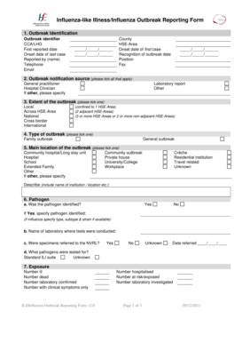 Influenza Outbreak Reporting Form