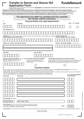 Stocks and Shares ISA Transfer Application Form