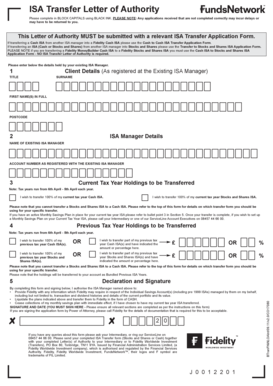 ISA Transfer Letter of Authority