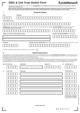 OEIC & Unit Trust Switch Form