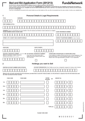 UK Stocks and Shares ISA Application Form