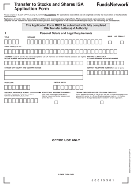 Stocks and Shares ISA Transfer Application Form