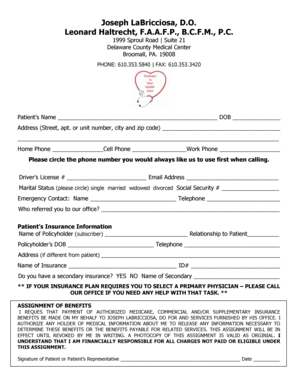 Patient Medical History and Privacy Practices Form