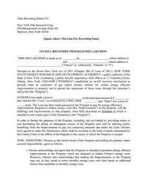 New York On-Bill Recovery Program Declaration