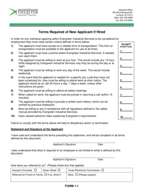 Evergreen Industrial Services Employment Application