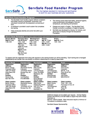 ServSafe Food Handler Training Registration Form