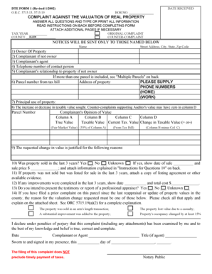 Ohio Real Property Valuation Complaint Form