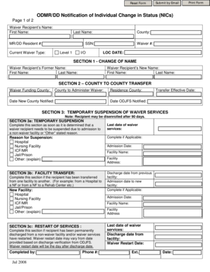 ODMR/DD Waiver Recipient Status Change Notification