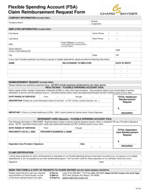 Flexible Spending Account Claim Reimbursement Form