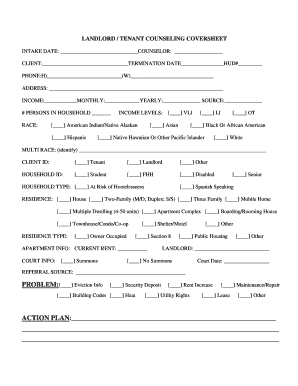 Landlord Tenant Counseling Intake Form