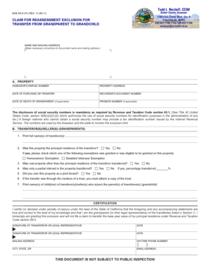 California Grandparent-Grandchild Reassessment Exclusion Form