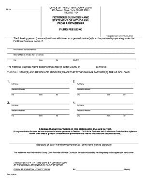 California Fictitious Business Name Withdrawal Form