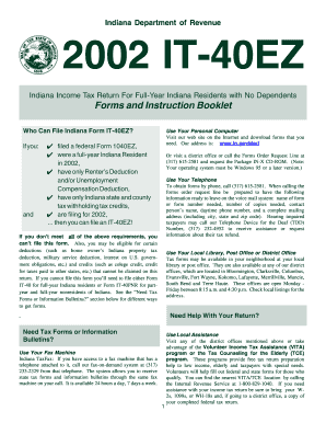 Indiana IT-40EZ Income Tax Return