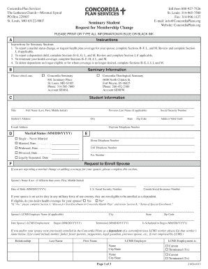 Concordia Health Plan Membership Change Request