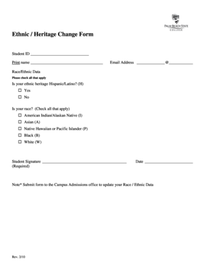 Ethnic Heritage Change Form