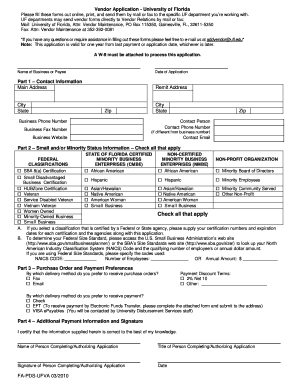 Vendor Application - University of Florida