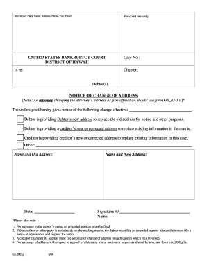 Notice of Change of Address