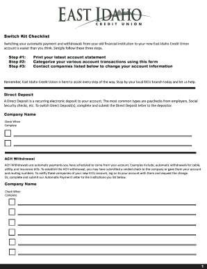 Switch Kit Checklist