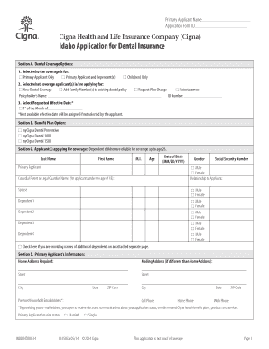 Idaho Dental Insurance Application Form