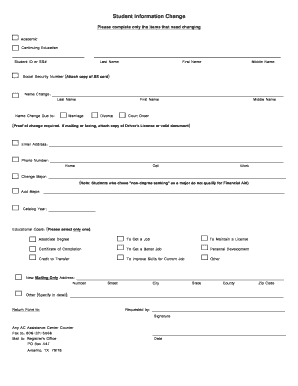 Student Information Change Form