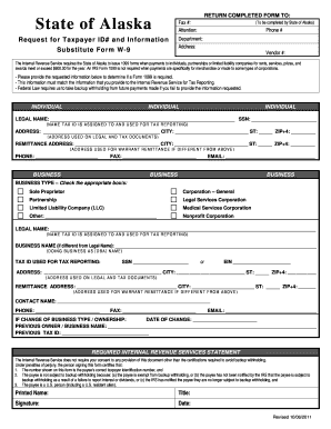 Alaska Substitute Form W-9