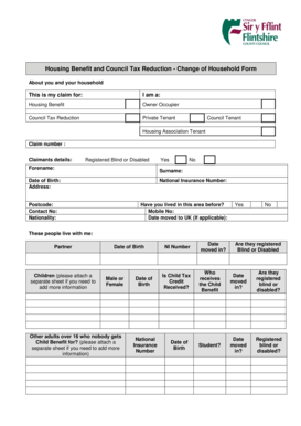 Housing Benefit and Council Tax Reduction Change of Household Form