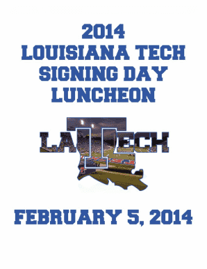 Louisiana Tech Football 2014 Signing Day Form
