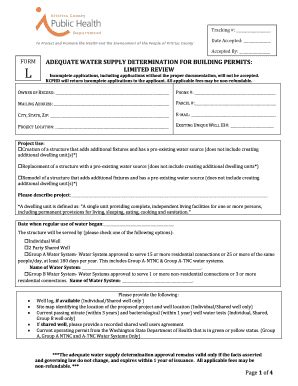 Adequate Water Supply Determination Form L